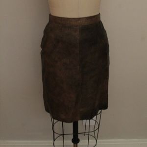 1980’s Vintage Brown Leather Vera Pelle Mini Skirt